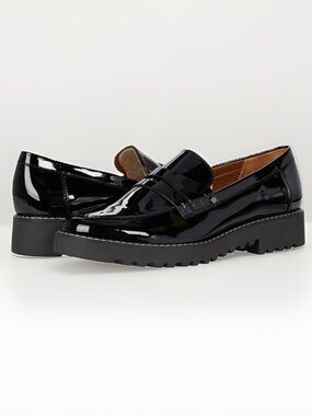 Franco Sarto Cassandra Patent Penny‎ Loafers Womens Sz 10 Black Casual Shoes